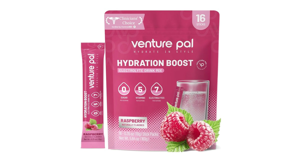 Venture Pal Sugar Free Electrolyte Powder, Liquid Daily IV Hydration Packet 7 Electrolytes & 5 Vitamins, Electrolytes Dink Mix for Party Recovery & Instantly Hydration, Vegan, Keto-Friendly, 16 Sticks