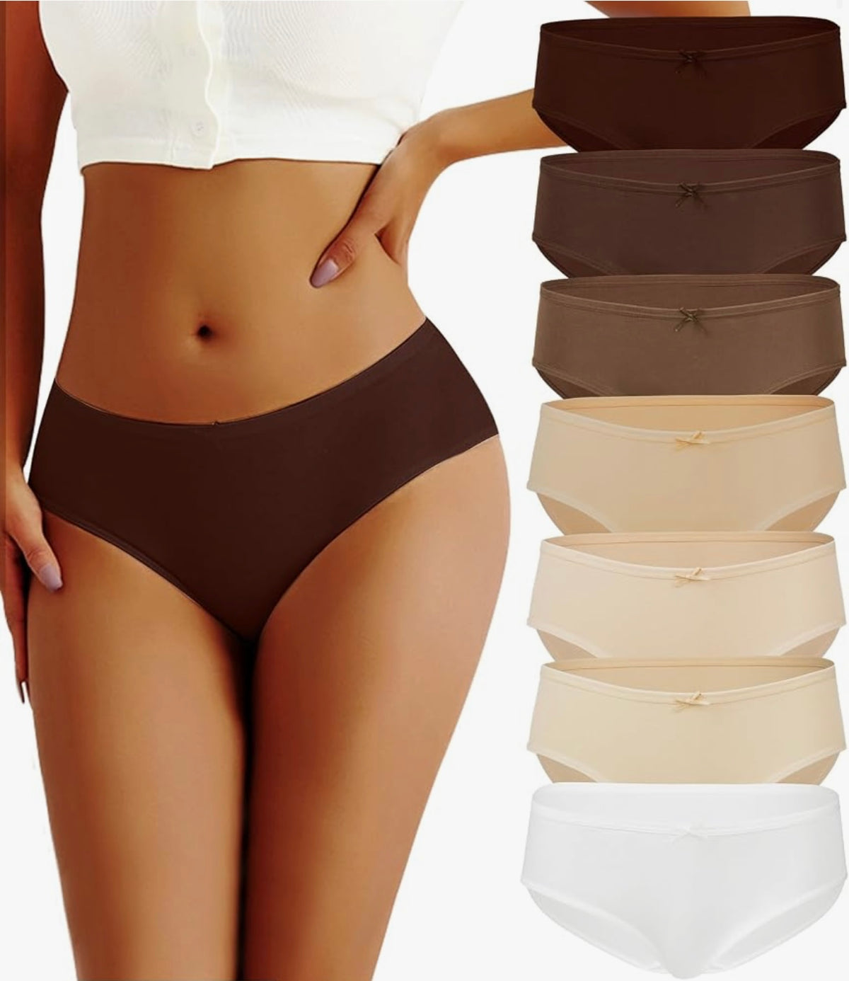 7 Pack Womens Cotton Underwear Ladies Hipster Panties Comfy Low Rise Bikini Briefs