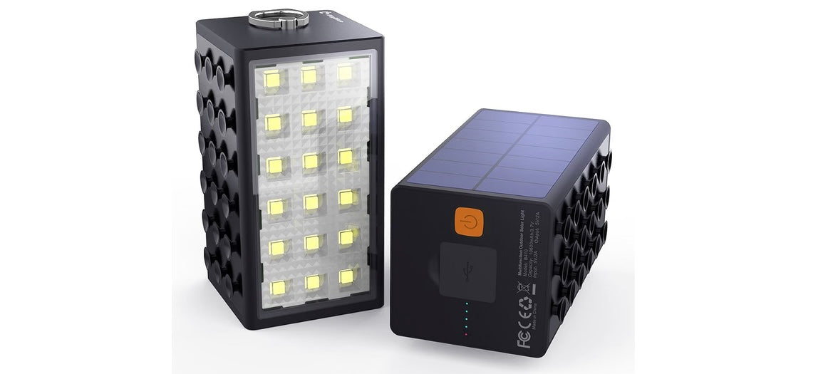 BigBlue 3 in 1 Car Emergency Light Emergency Waterproof Camping LED Light 10600mAh Solar Panel Charger with 18 LED Lights