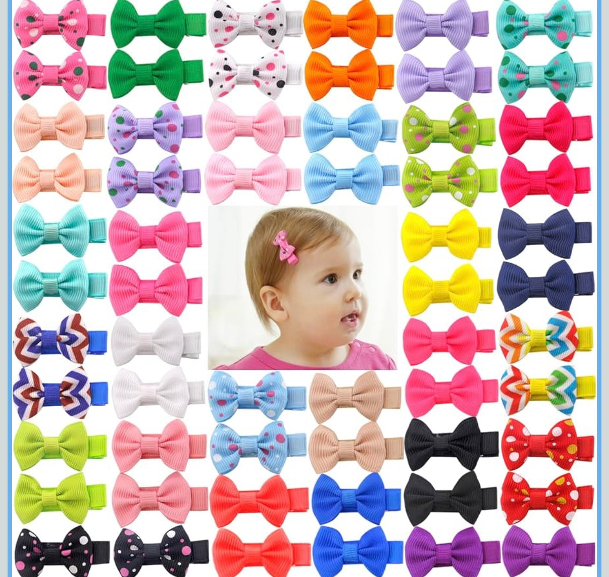 60Pcs Baby Girl Hair Bows 1.6 inch Mini Tiny Small Fully Lined Clips for Infant Toddlers (30 pairs)