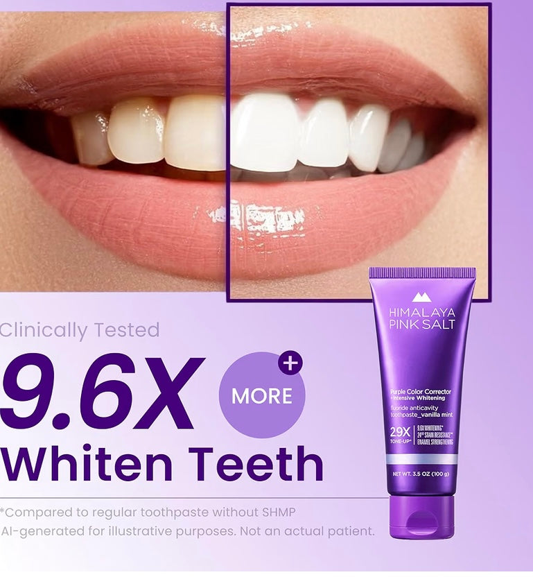 HIMALAYA PINKSALT Purple Whitening Toothpaste 3.5 oz Teeth Whitening, Plaque & Deep Stain Remover with Fluoride, Appropriate for Sensitive Teeth, Peroxide Free, Vanilla Mint