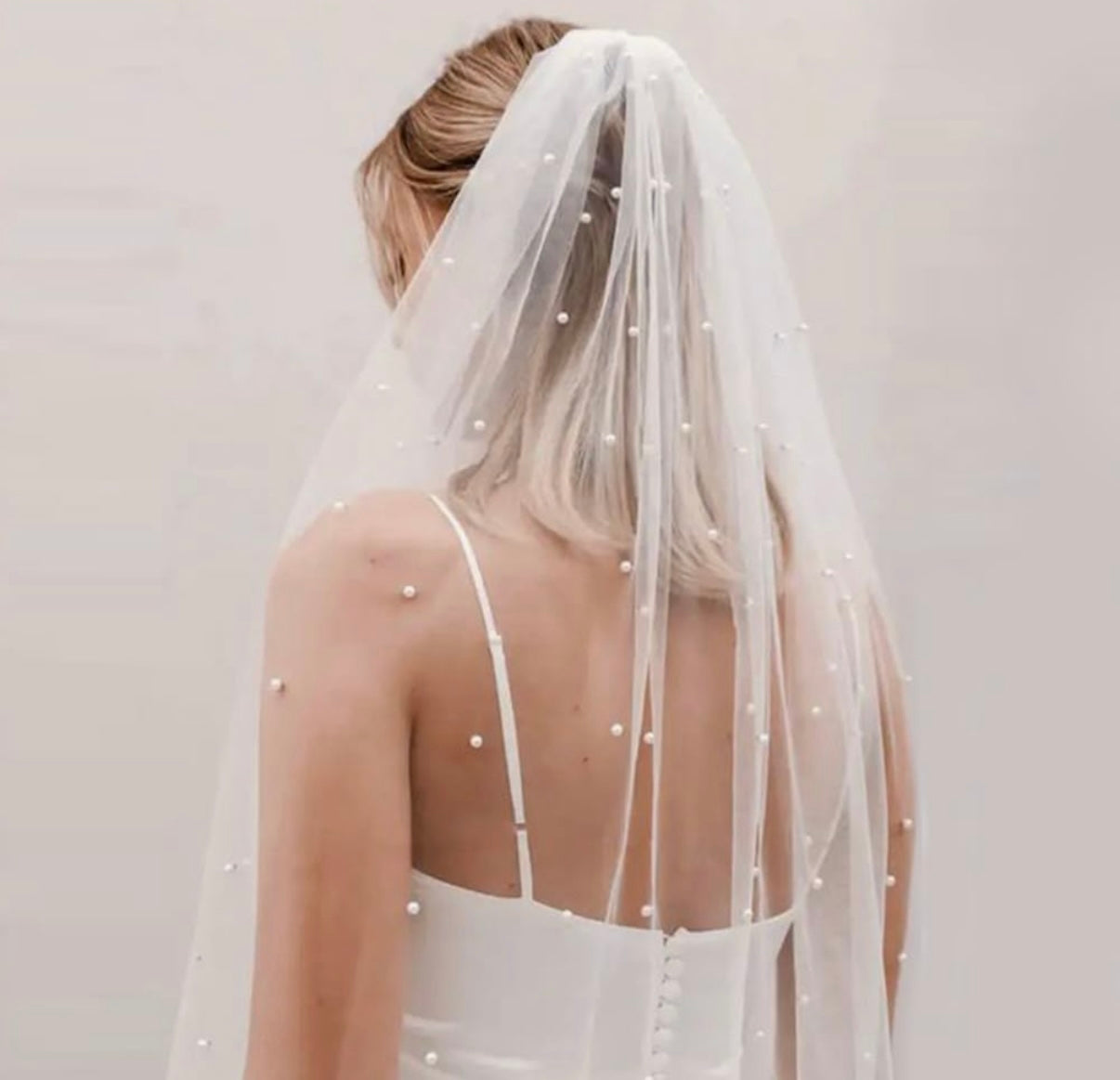 Bridal Wedding Veil Pearl Bride Veil 1 Tier With Metal Comb for Woman Ivory