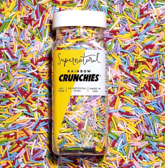 Supernatural Rainbow Crunchies, Dye-Free, Made By Moms, Crunchy Topping 3oz Dye free rainbow crunchies with plant-based colors for cookies, cupcakes, cakes, brownies, ice cream, and everyday baking