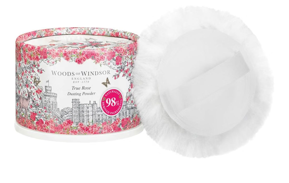 Woods of Windsor Rose Talcum Powder, Floral Dusting Powder with Body Puff, Scented Powder for Women to Help with Odor Control and Chafing, True Rose Scent 3.53 fl oz