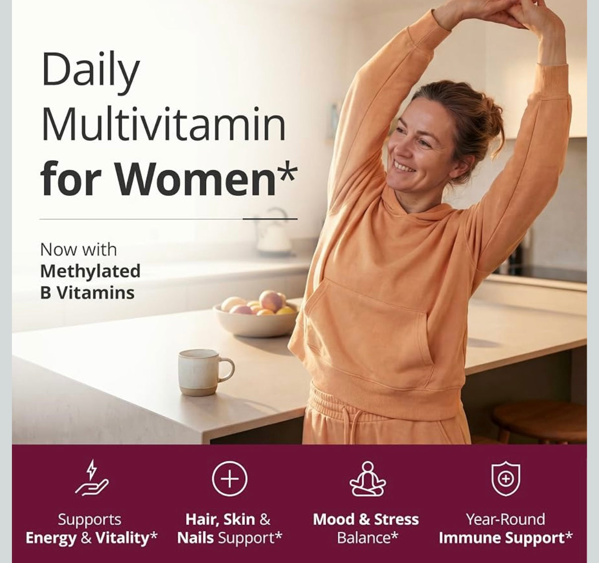 Vimerson Health Multivitamin for Women: Methylated B Vitamins, Chelated Minerals and Bioavailable D3 for Focus and Energy Support – Daily Womens Multivitamins and Multiminerals – 60 Capsules (Best Before 06/27)