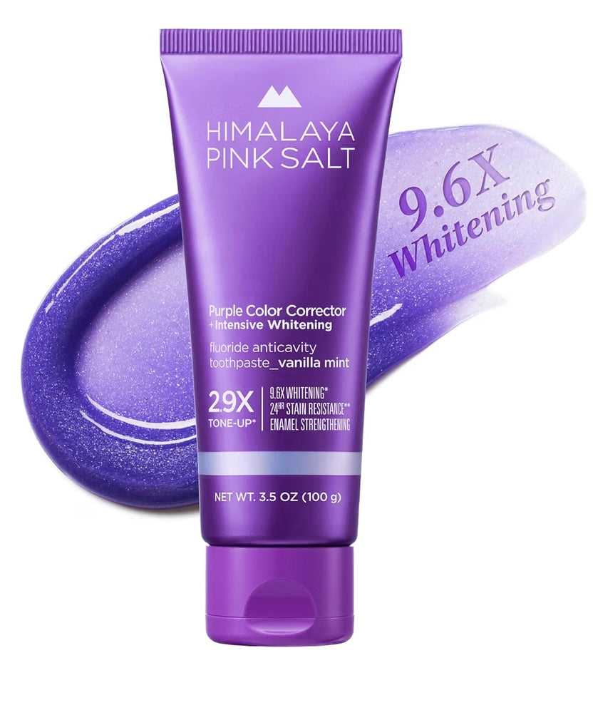 HIMALAYA PINKSALT Purple Whitening Toothpaste 3.5 oz Teeth Whitening, Plaque & Deep Stain Remover with Fluoride, Appropriate for Sensitive Teeth, Peroxide Free, Vanilla Mint