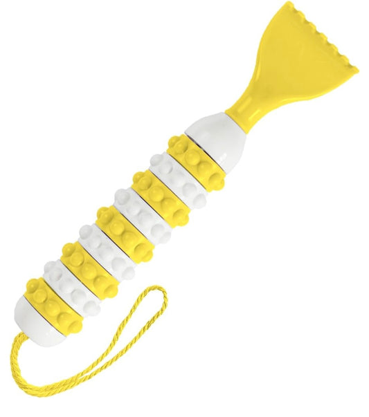 Extendable Back Scratcher with Build-in Massage Handle, Portable Telescopic Back Scratcher for Men/Women, Innovative Backscratcher with Dual-Function Scratch & Massage Handle (Yellow)