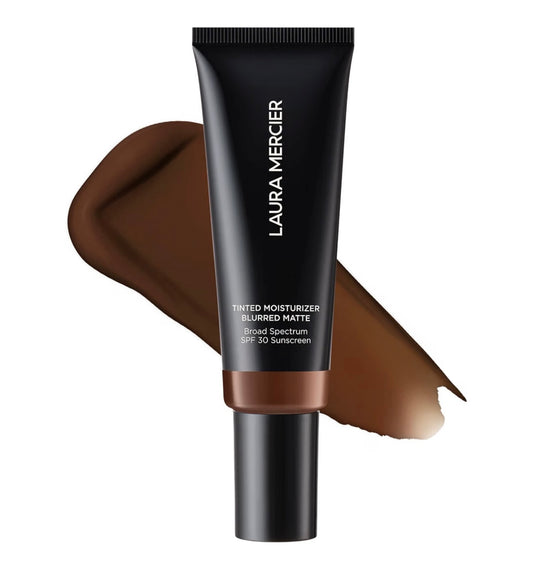 MAHOGANY Laura Mercier Tinted Moisturizer Blurred Matte with SPF 30: 24HR+ Shine Control and Blurring, Long Lasting, Sheer to Light, Buildable Coverage, Blurs the Look of Pores, Skin Tint