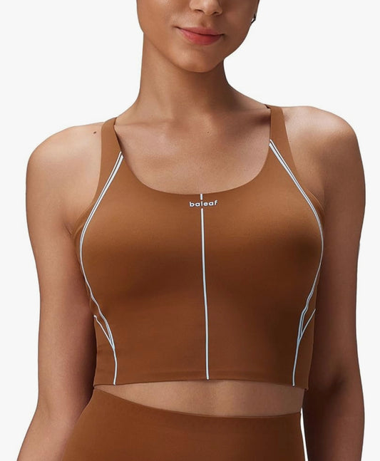 baleaf Freeleaf Broadway Womens Spaghetti Strap Dance Sports Bras, High Impact Crisscross Back, Padded Yoga Workout Tank Top