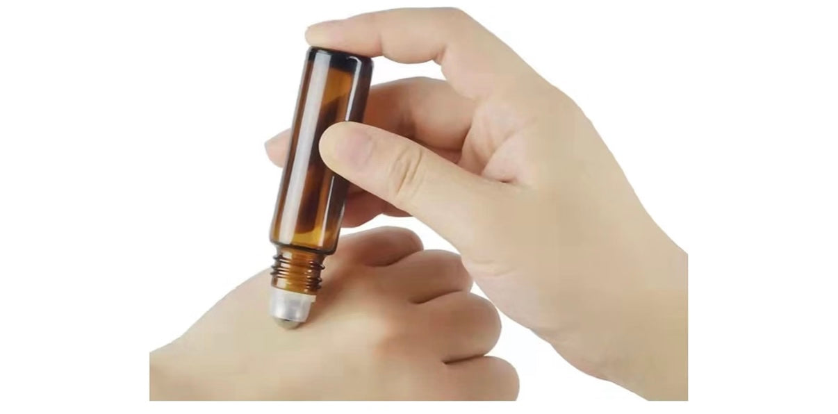 Essential Oil Roller Bottles, Empty Refillable Roll on Glass Bottles, Leak proof Glass Bottle, Stainless Steel Balls for Essential Oil (Amber, Blue, Black)