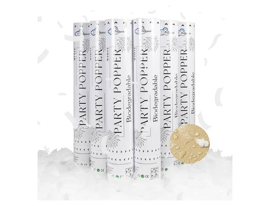 White Rice Confetti Cannon,Biodegradable Confetti Poppers 5 Pack Confetti Party Shooters,12inch Party Poppers For Lawns Wedding,Celebrations,Photo Shoots and New Years
