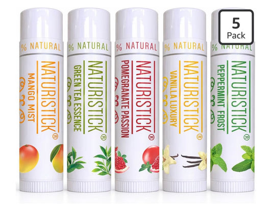Naturistick Natural Beeswax Lip Balm 5-Pack | Assorted Flavors