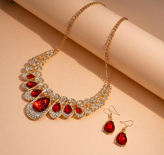 Bethynas Bridal Crystal Jewelry Set Gold Silver Rhinestone Statement Choker and Earrings