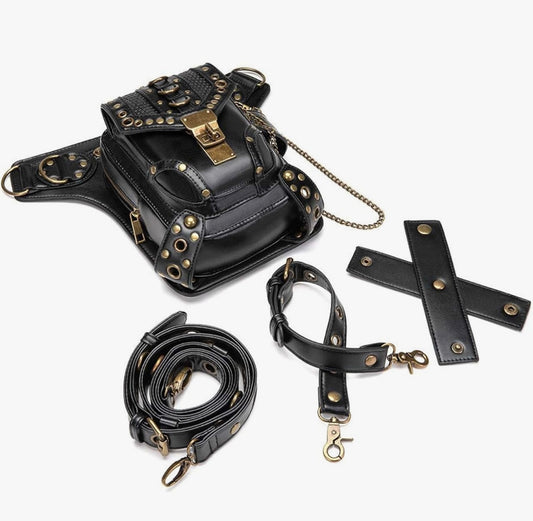 Steampunk Retro Motorcycle Lady Bag Rock Gothic Goth Shoulder Waist Bags Packs