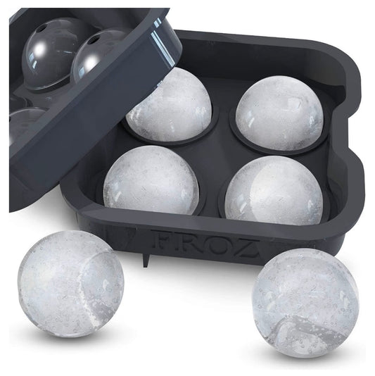 Ice Ball Maker – Novelty Food-Grade Silicone Ice Mold Tray With 4 X 4.5cm Ball Capacity