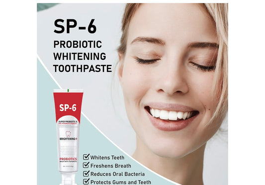 Sp-6 Probiotics Whitening & Brightening Toothpaste - Sp6 Ultra Tooth Paste
Enhanced Super Probiotic Formula Deep Cleaning Fresh Breath Dental Gum Health Oral Microbiota Strength Enamel Care
