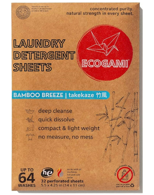 Laundry Detergent Sheets - 32 Sheets (Up to 64 Loads), Available in Fragrance-Free or Scented, Plastic-Free, Biodegradable, Dissolvable for Sensitive Skin