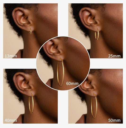 Hoop Earrings Hypoallergenic 14K Gold Plated Earrings Gold Plated Hoop Earring Earrings Set for Sensitive Ears