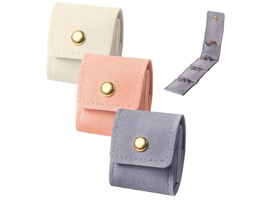 2 packages 3Pcs Mini Travel Jewelry Bag with Buckle,Small Travel Jewelry Organizer Case,Foldable Jewelry Roll for Journey Rings, Necklaces, Earrings, Bracelets-Lightweight Jewelry Storage Organizer