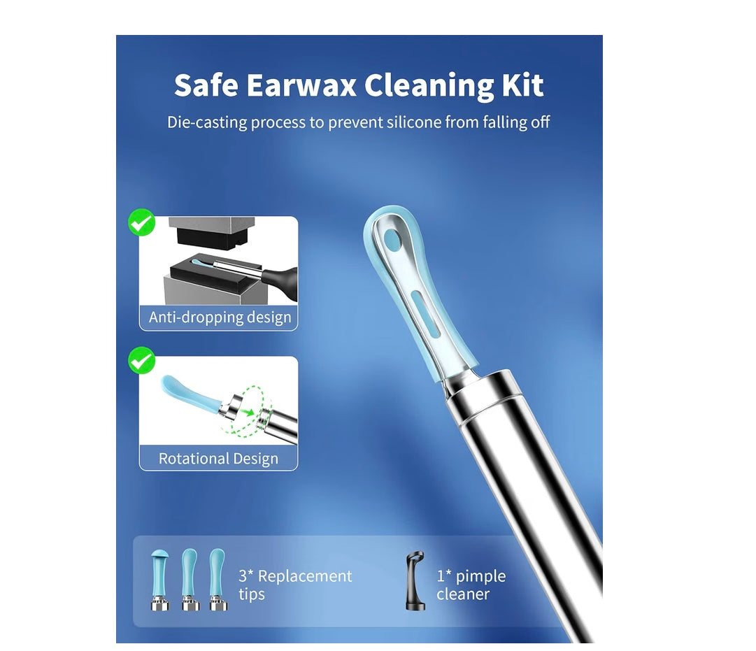 Ear Wax Removal Tool, Ear Cleaner with 1080P HD Camera, Ear Cleaning Kit with 7 PCS Ear Set Wireless Otoscope with 6 Lights for iPhone, iPad, Android