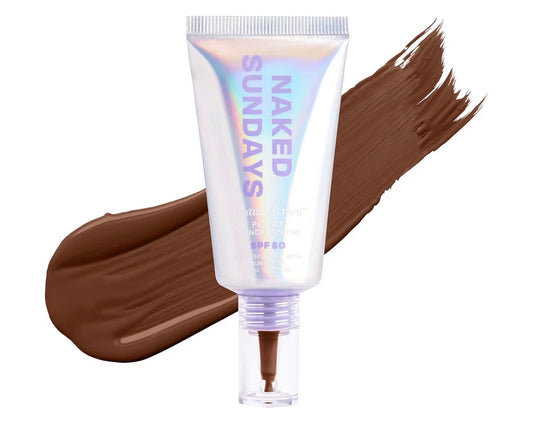 Naked Sundays BeautyScreen Peptide Foundation Tint - SPF 50 Tinted Sunscreen & Skincare Makeup with Zinc Oxide, Niacinamide - Lightweight Natural Coverage, 9.6. Rich Neutral, 1.01 oz