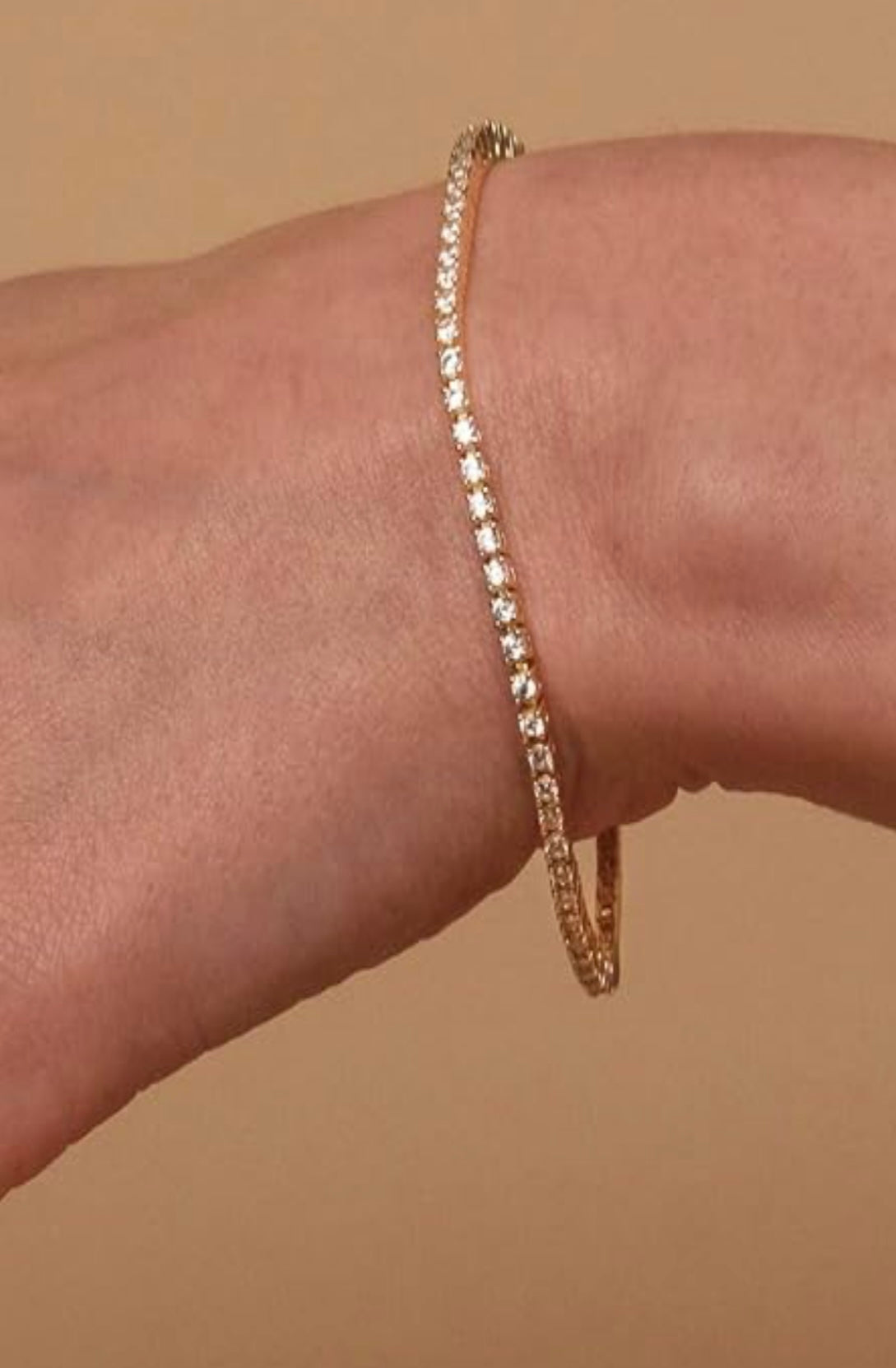 PAVOI Tennis Bracelet for Women, 14K Gold Plated 2mm Cubic Zirconia Gold Bracelet 6.5inches