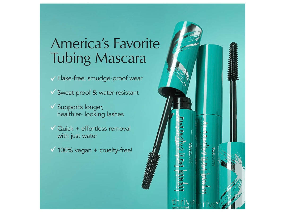 Thrive Causemetics Liquid Lash Extensions Mascara, Rich Black Shade Tubing Formula Lengthens, Volumizes, Curls, Smudge Proof, Washable, No Clumping or Flaking, Vegan & Cruelty Free, Brynn Shade