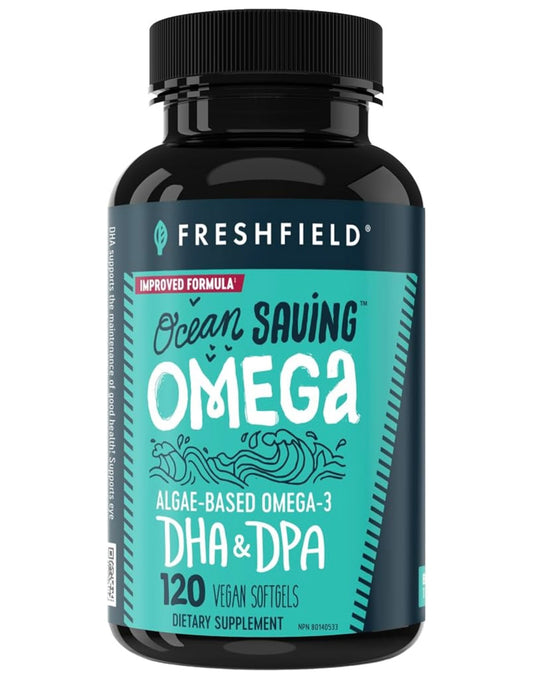 Freshfield Omega 3, DHA Supplements, Algae Oil, Vegan Omega, Ocean Saving Fish Oil Replacement, Sustainably Sourced, Highest Levels of DHA per Capsule, w/DPA