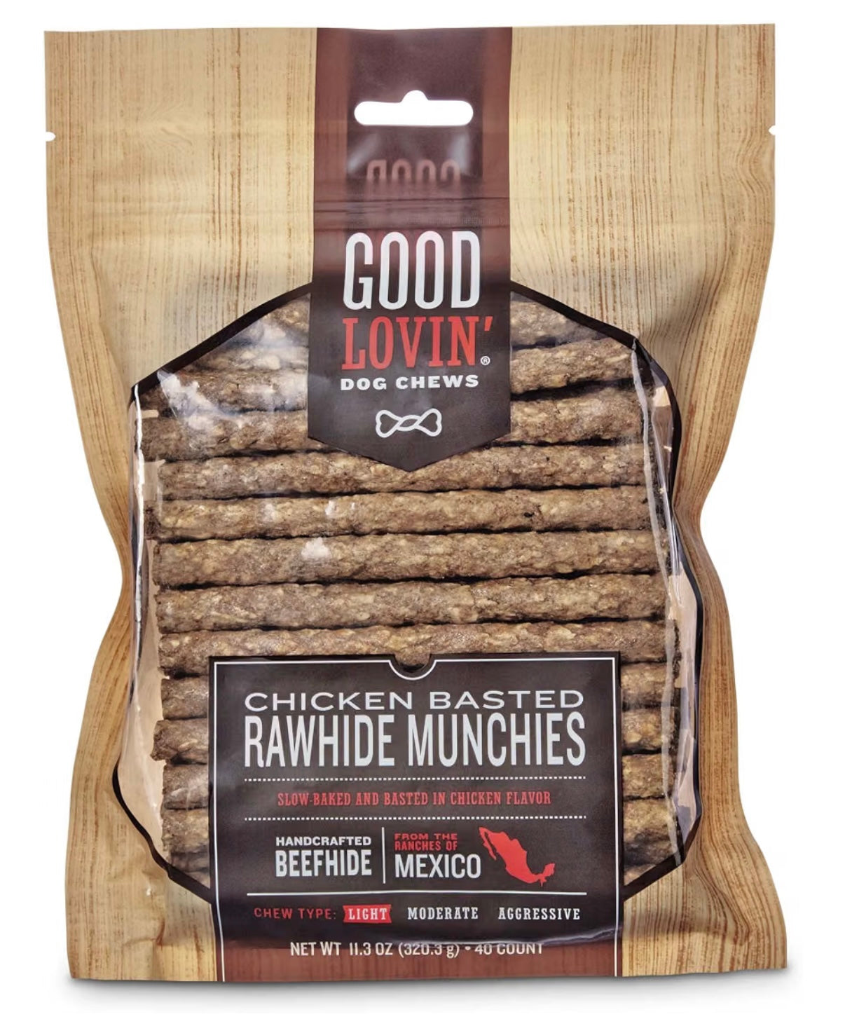 Good Lovin' Chicken Basted Rawhide Munchie Dog Chews, Pack of 40, 11.3 OZ