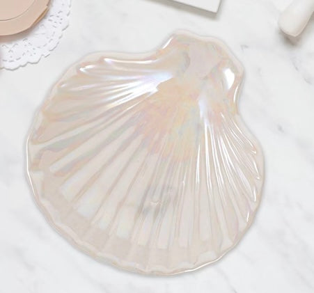 Ceramic Shell Shape Jewelry Tray Trinket Dish for Home Decor Durable Ring Holder Multi Scene Use Elegant and Safe Storage Plate for Rings Earrings