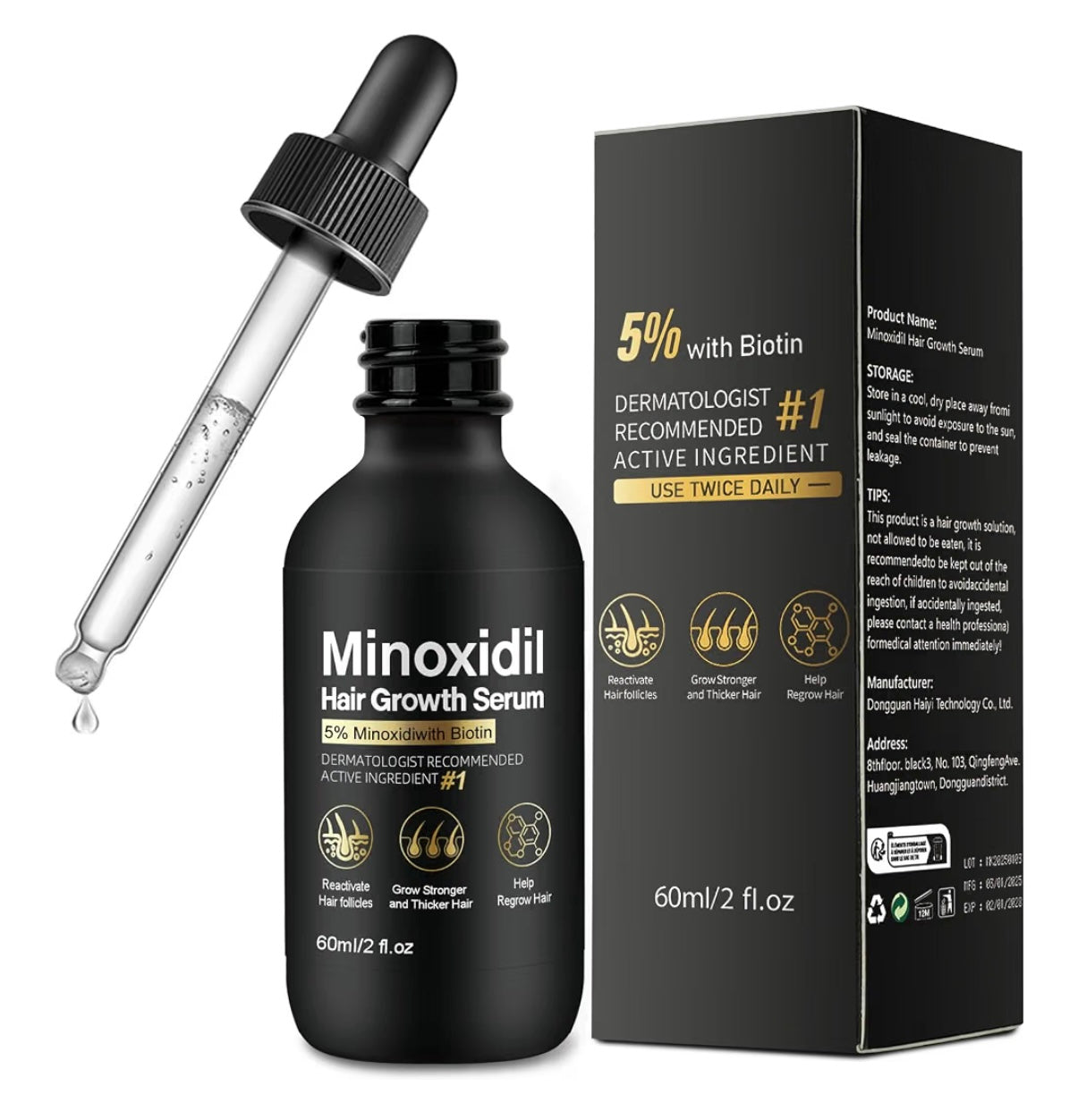 5% Minoxidil for Women Hair Growth - Hair Regrowth Treatment for Men and Women - Minoxidil Hair Growth Serum for Fuller, Thicker Hair