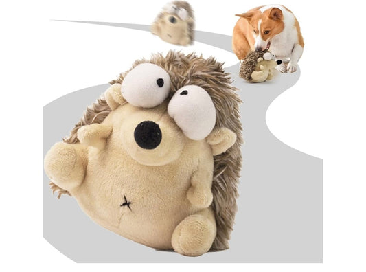 Interactive Dog Toys, Moving Squeaky Plush Dog Toy-Hedgehog Gentle/Average Chewer,Bounce+Vibration+Sound,Touch-activated,Washable Plush Cover,Type-C Rechargable