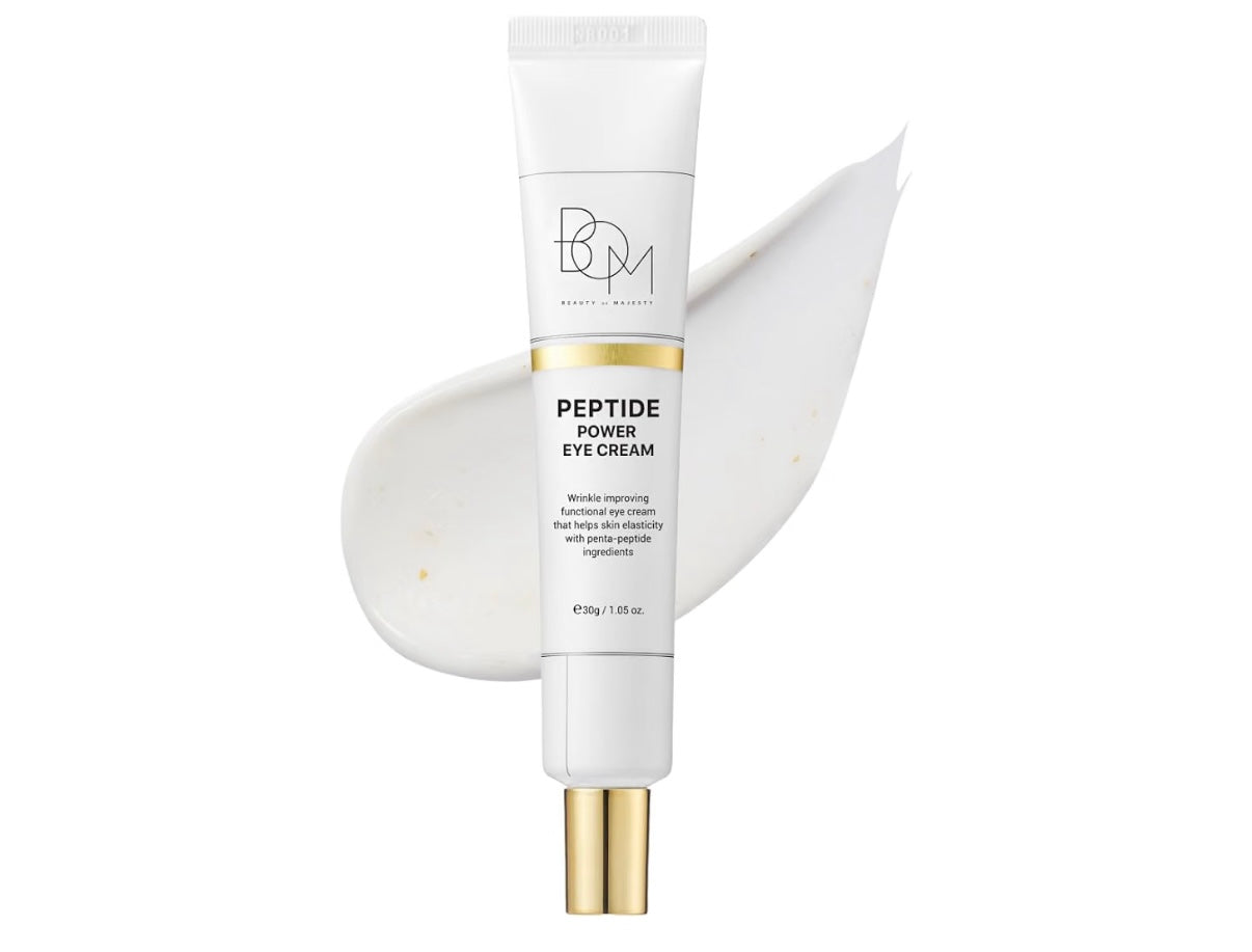 BOM COSMETICS Peptide Power Eye Cream 1.05 Fl Oz, Penta-Peptide and 99% Pure Gold Lightweight Eye Cream for Skin Collagen Boost to Reduce Fine Lines, Wrinkles, Enhance Elasticity, Korean Skin Care