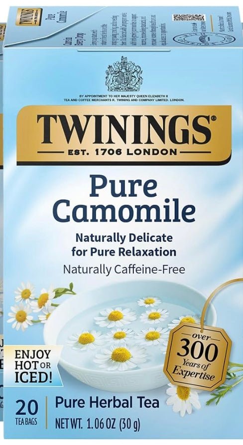 Twinings Pure Camomile Herbal Caffeine-Free Tea Bags, 20 CT Box