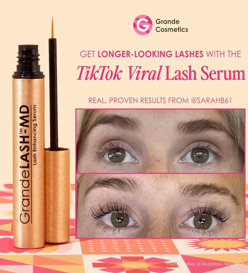 Grande Cosmetics GrandeLASH-MD Lash Enhancing Serum - Peptide & Vitamin Infused Formula for Longer, Thicker, Fuller Looking Lashes - Ophthalmologist Tested, Cruelty-Free, 6 Week Supply (1mL