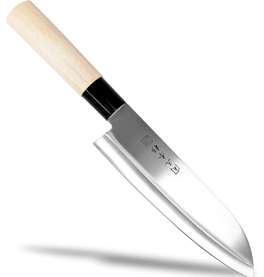 SANBONSUGI Santoku Knife 6.5" 165mm 420J2 Stainless Steel Wood Handle