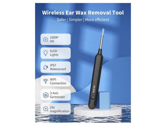 Ear Wax Removal Tool, Ear Cleaner with 1080P HD Camera, Ear Cleaning Kit with 7 PCS Ear Set Wireless Otoscope with 6 Lights for iPhone, iPad, Android