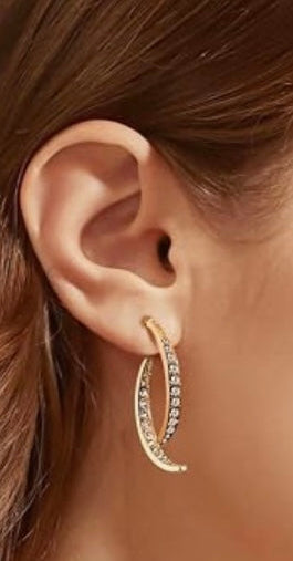 Cross Curved Earrings, 18k Gold Plated Earrings