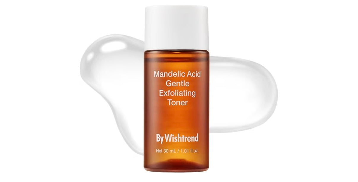 By Wishtrend Mandelic Acid 5% Exfoliating Toner Korean AHA BHA, 1 Fl Oz AHA BHA prep toner, gentle exfoliation for sensitive skin, smooths & preps, travel size Korean toner