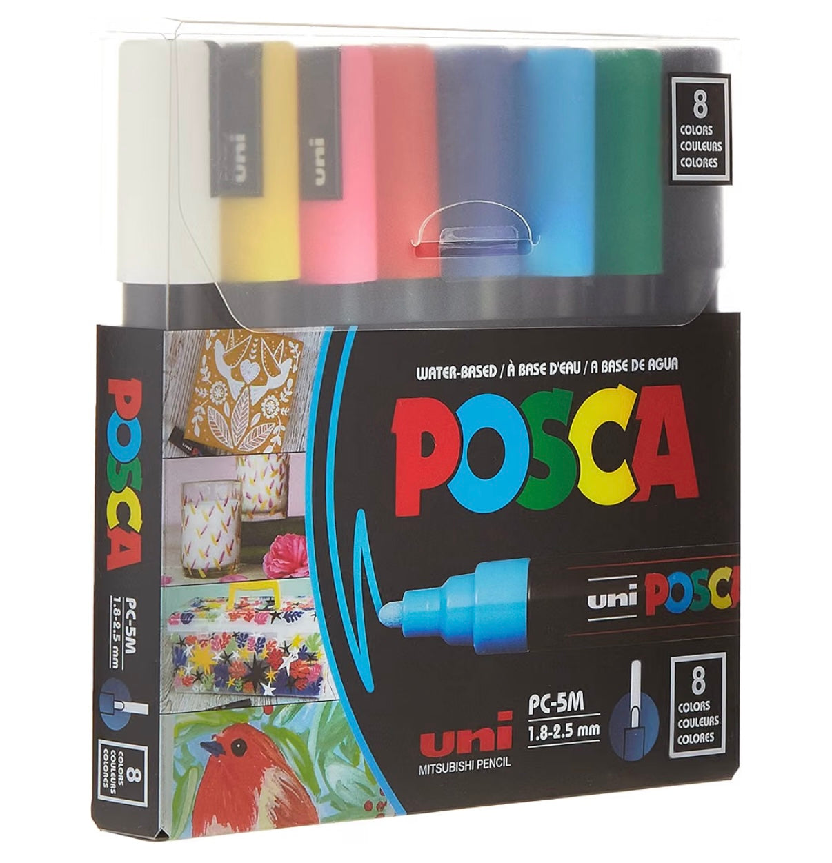 POSCA® PC-5M Paint Markers, 8 Count Dark Tone Medium Reversible Tip Set Tip size 1.8–2.5 mm,