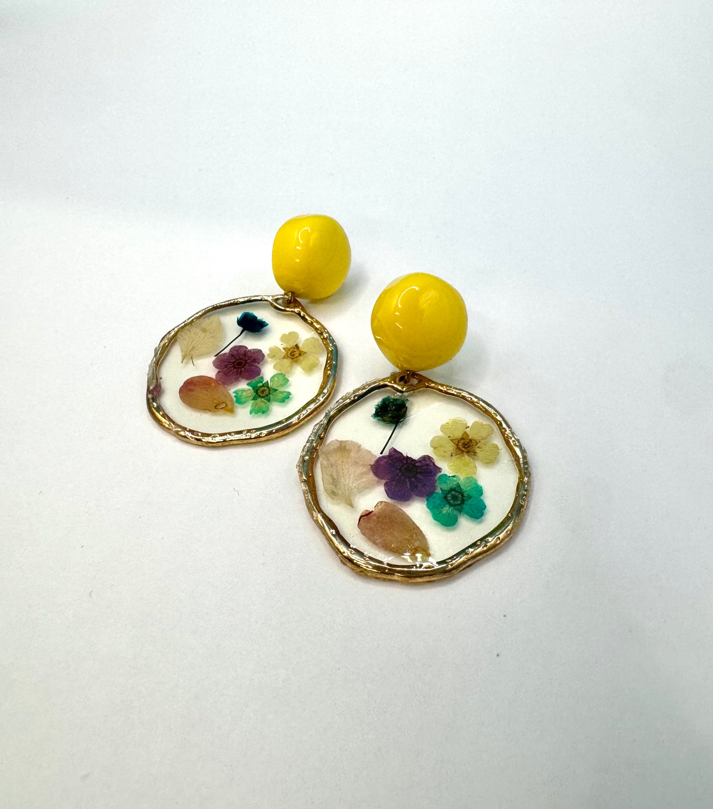 Flower Resin Pressed Earrings