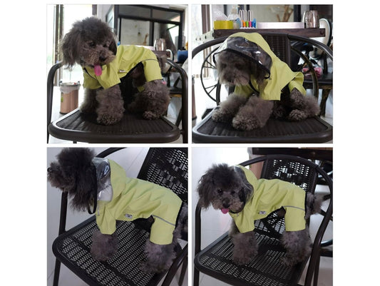 Four-Legged Full Coverage Waterproof Dog Raincoat with Reflective Features Pet Raincoats (Size Medium and XL)