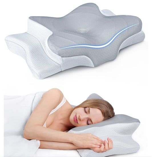 Ultra Pain Relief Cooling Pillow for Neck Support, Adjustable Cervical Pillow Cozy Sleeping, Odorless Ergonomic Contour Memory Foam Pillows, Orthopedic Bed Pillow for Side Back Stomach Sleeper