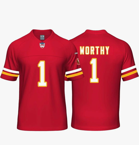 Worthy KC Chiefs  Mens/Women/Youth Football Stitched T-Shirt for Sports Fan Red/White (Size XXL)