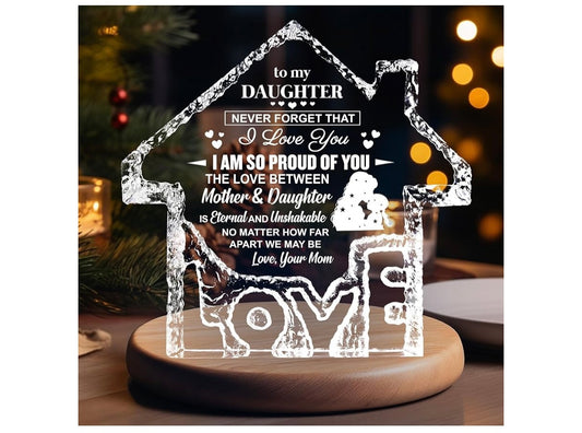 Crystal Iceberg House Shaped Engraved Ornament for Daughter - Motivational Gift for Christmas, Birthday, Graduation