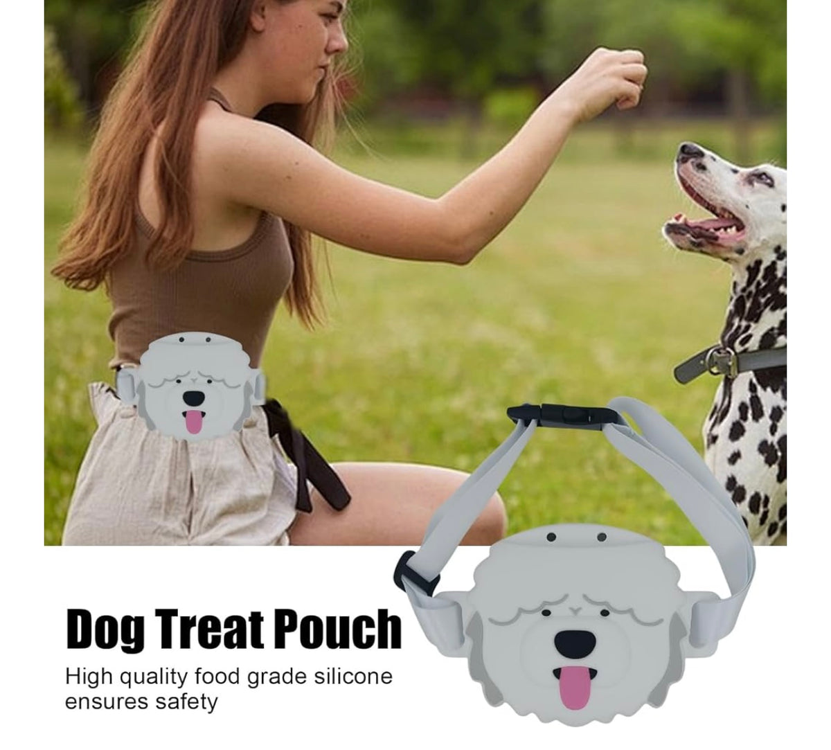 Small Dog Treat Pouch 200 Ml Dog Shape Silicone Magnetic Closure