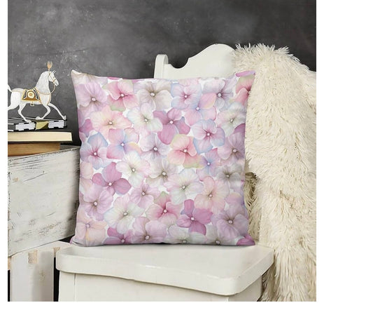 Hydrangea Flower Short Velvet Throw Pillow Covers Farmhouse 18x18 Double Sided with Zipper Decorative Pillows for Couch Cushion Sofa Outdoor
