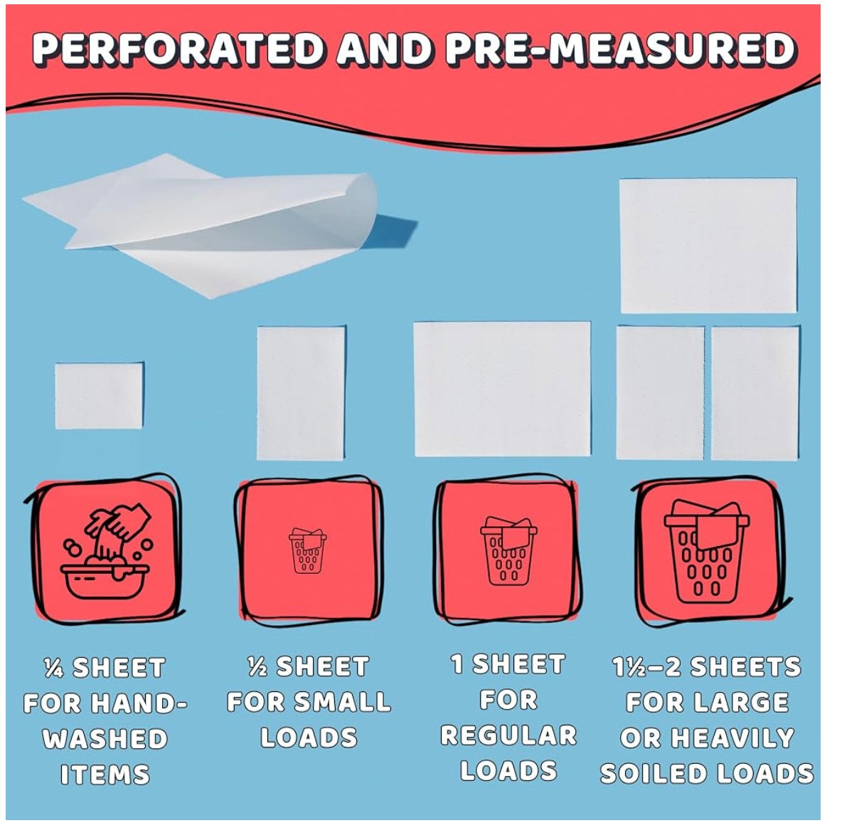 Laundry Detergent Sheets - 32 Sheets (Up to 64 Loads), Available in Fragrance-Free or Scented, Plastic-Free, Biodegradable, Dissolvable for Sensitive Skin
