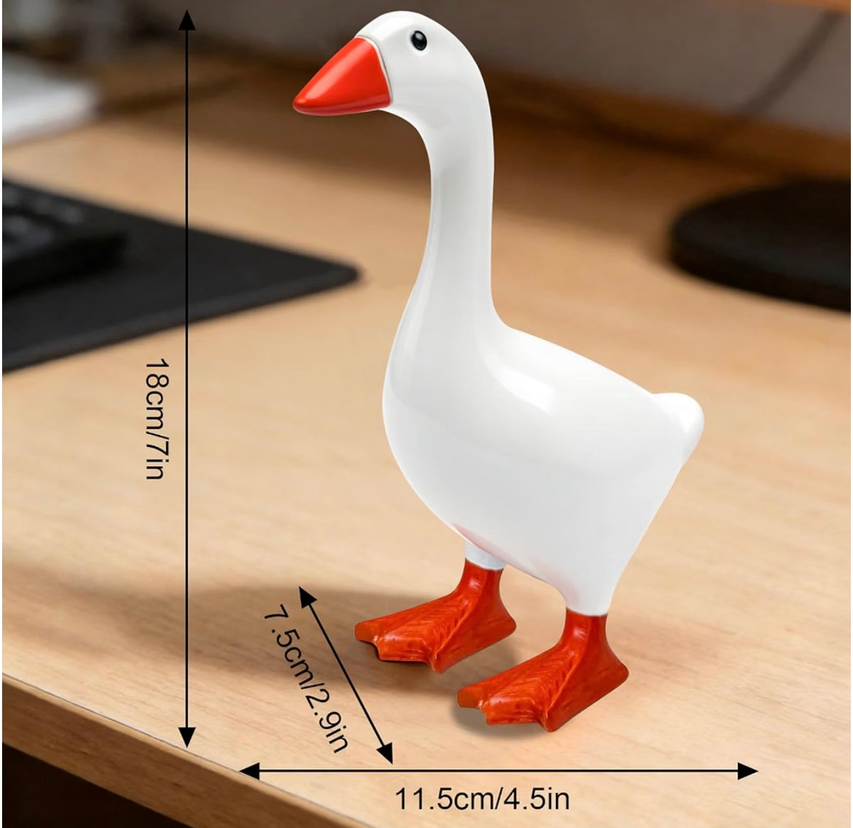 Desk Goose 7 inch Mini Desktop Goose Statue Decor for Living Room Bedroom Bookshelf and Office (OUTFITS NOT INCLUDED but available on Amazon fyi)