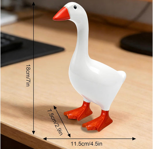 Desk Goose 7 inch Mini Desktop Goose Statue Decor for Living Room Bedroom Bookshelf and Office (OUTFITS NOT INCLUDED but available on Amazon fyi)